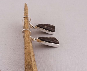 Pendientes Colgantes de Jaspe Azul Natural, Plata de Ley 925, Pendientes de Ágata Banda Azul Hechos a Mano, Proveedor Mayorista - Product Image 3