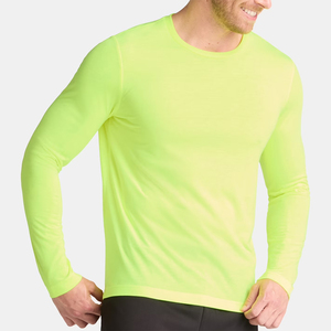 Wholesale <b>Athletic</b> Long Sleeve Shirt For Adult Green Color O Neck Knitted Regular Fit Casual Long Sleeve Shirt - Product Image 3