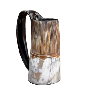 Tasses et chopes en corne de bœuf bio, style animalier, polies, avec logo et poignée, design viking indien, fabricant exportateur - Product Image 2