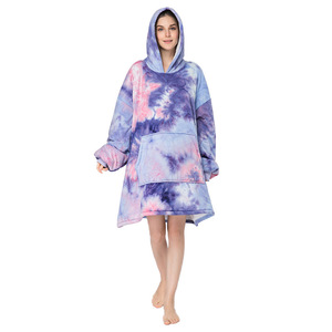 Poncho-couverture à capuche en peluche surdimensionné avec poche, en polaire, pour adulte - Product Image 3