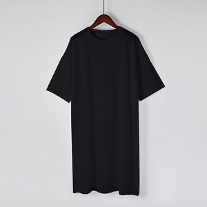 เสื้อยืดสตรีสีเขียวมะกอก100% ผ้าฝ้ายถักทรงหลวมแบบลำลองยาวระบายอากาศสีทึบ - Product Image 2