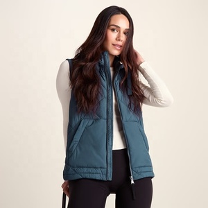 <b>Women's</b> Quilted Puffer <b>Vest</b> Hooded Zipper Front Custom Logo Canvas Warm Casual Outerwear - Product Image 2