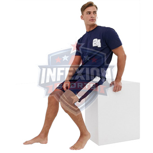 T-shirt en coton bleu marine pour homme avec impression du numéro 24, style décontracté, respirant, manches courtes, logo sur le devant - Product Image 4