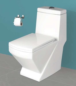 Inodoro de una pieza con diseño de cristal, tamaño 730x360x680 mm, con sifón en S de 225 mm y descarga por arrastre. - Product Image 2