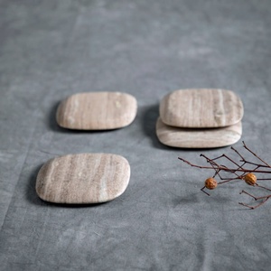 Juego de Posavasos de Mármol Emperador Marrón en Forma de Guijarro, Posavasos de Piedra Natural de Lujo, Decoración Elegante para Mesa, Mármol Hecho a Mano - Product Image 5