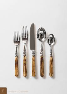 Nouvel arrivage : Ensemble de couverts haut de gamme en acier inoxydable avec manche en bois pour les repas quotidiens et les arrangements de table pour événements formels - Product Image 2