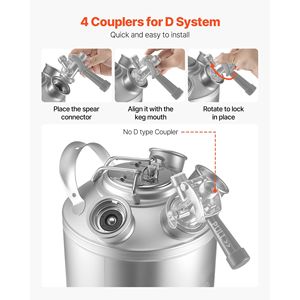 Kit di Pulizia per Mini Fusti da 5L/19oz con 4 Connettori D e Base in Gomma, Pulitore per Linee di Birra per Produzione Casalinga - Product Image 4