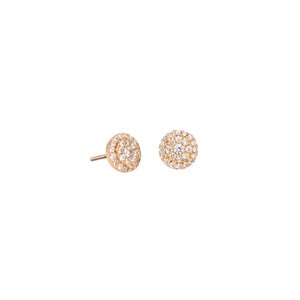 Factory Direct 14K Solid Gold Round Brilliant Cut Diamond <b>Stud</b> <b>Earrings</b>, Real Diamond Halo Cluster Piercing, 18K Gold <b>Fine</b> Jewel - Product Image 1