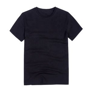 <b>Black</b> Custom <b>Men's</b> T-<b>Shirts</b> Short Sleeve O-Neck Worsted Fabric Front Logo Embroidered <b>Silk</b> Screen Printed Formal Loose Fit - Product Image 1
