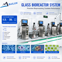 Biorreactor de Vidrio con Agitación, 5L/20L, Controlado por PLC, Fermentador Automático Digital, Bomba de Motor, Control Remoto, CE