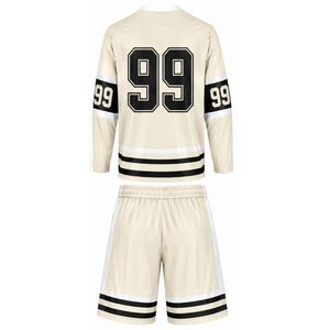 Conjunto de Hockey sobre Hielo Sublimado Color Marfil para Hombre, Jersey y Pantalones Cortos de Poliéster a Rayas, Uniforme Deportivo para Entrenamiento y Partidos - Product Image 2