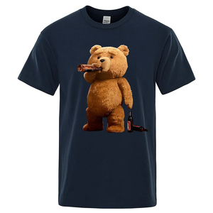 T-shirt Homme Orange à Manches Courtes Col Rond Imprimé Ours Dessin Animé Buissant de la Bière Décontracté Respirant en Jersey Tricoté Numérique Grande Taille - Product Image 5