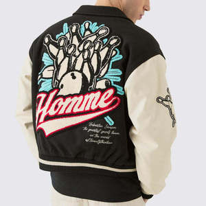 Custom High Quality Chenille Embroidery Winter <b>Men's</b> Wool Sleeves Stand Collar Front <b>Baseball</b> Letterman College Varsity <b>Jackets</b> - Product Image 5