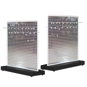 Adjustable <b>Wire</b> Back Center Island <b>Rack</b> | Heavy Duty LED Lit Modern Freestanding Convenience Store <b>Shelves</b> OEM - Product Image 1