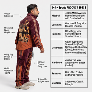 Survêtement streetwear personnalisé pour homme de la génération Z, col montant, veste en velours épais 430 GSM, pantalon cargo (tissu polyester) - Product Image 5
