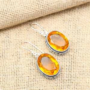 Magnifiques boucles d'oreilles en topaze miel, bijoux faits main, dernier design, argent sterling 925, cadeau de mariage pour elle - Product Image 5