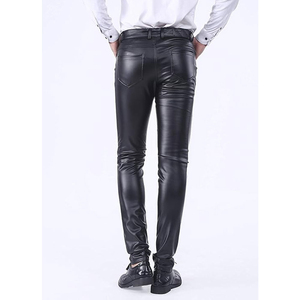 Premium 100% Genuine Leather <b>Pants</b> for Men <b>Black</b> Slim Fit Leather Trousers with High Quality Craftsmanship Comfortable Design - Product Image 2