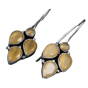 Trade assurance oxidized <b>silver</b> <b>dangle</b> blue stone <b>earrings</b> for women | Bulk Supplier Direct Factory Manufacturer - Product Image 2