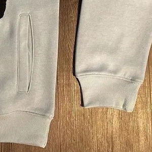 Sudadera con Capucha de Invierno para Hombre, Tallas Grandes, Diseño Desgastado con Lavado Ácido, Hombros Caídos, Corte Recto, Forrada, 100% Algodón - Product Image 5