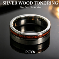 Bague en carbure de tungstène argenté brossé avec incrustation de bois décentrée, alliance plate de 8 mm pour homme, bijoux naturels en gros