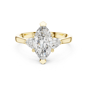 Anillo de Oro Rosa de 14K con Diamantes Cultivados en Laboratorio en Forma de Marquesa y Trillón para Mujer |   Ropa de Novia |   Diamante Cultivado Nuevo - Product Image 3