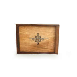 Juego de bandejas para servir de madera Celestial Glow Premium, bandejas artesanales de Acacia y Sheesham con asas para café, comedor y estilo casero - Product Image 3