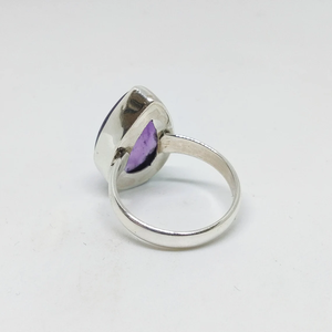 Bague de mariage élégante pour femme en argent sterling 925, style bohème hippie, avec grande pierre d'améthyste naturelle violette taille poire et sertissage clos - Product Image 6