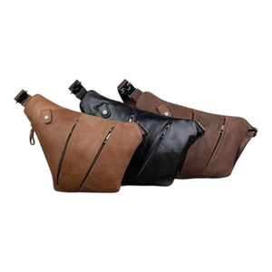 Sac de poitrine tendance au design unique, esthétique luxueuse, en cuir véritable, grande capacité, fermeture éclair, sac de voyage facile pour homme - Product Image 5