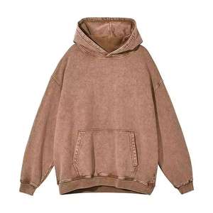 เสื้อฮู้ดดี้สไตล์วินเทจแบบเปล่าสำหรับผู้ชาย ล้างสีแบบแอซิดวอช แต่งสีเพ้นท์  ผ้าฟลีซสำหรับฤดูหนาว สตรีทแวร์ - Product Image 6