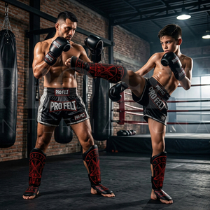 Nouvelles protections tibiales Muay Thai 2026 pour hommes et enfants, en cuir PU, pour entraînement de kickboxing et MMA, protection des pieds, toutes saisons - Product Image 2