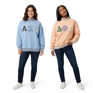 Women's Turtleneck Sweatshirt With Greek <b>Letter</b> <b>Applique</b> Embroidery Full Sleeve Knitted Cotton Autumn Wear - Product Image 3