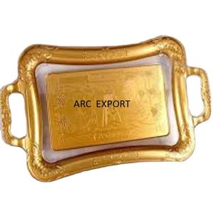 Utensilios de cocina de Metal dorado de acero inoxidable, bandeja de comida, nuevo estilo de diseño, decoración elegante para bodas y eventos, suministro de bandeja para servir alimentos - Product Image 1