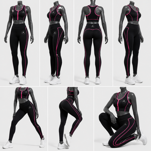 Ensemble de sport pour femmes avec soutien-gorge de sport à fermeture éclair et leggings taille haute pour la course et le fitness - Product Image 4