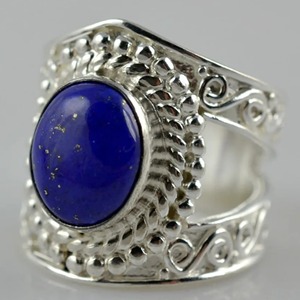 <b>Lapis</b> <b>Lazuli</b> <b>Ring</b> 925 Sterling Silver Handmade Boho Statement Promise Jewelry for Women Natural Oval Shape Gemstone Jewelry - Product Image 1