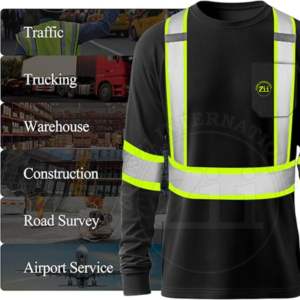 Chemises de sécurité haute visibilité à manches longues, respirantes, à séchage rapide, réfléchissantes, NFPA2112/CAT2 ANSI Classe 1, LED Flash, imperméables, FR, pour hommes - Product Image 4