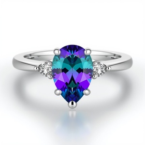 Lab Grown Diamond Alexandrite Engagement <b>Ring</b> 10K White Gold <b>Ring</b> <b>Fine</b> Jewelry Custom Jewelry OEM Manufacturer - Product Image 3