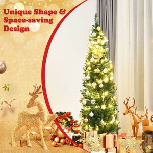 Albero di Natale Artificiale Sottile in PVC da 5/6/7/8/9 Piedi con Supporto in Metallo Resistente - Product Image 6