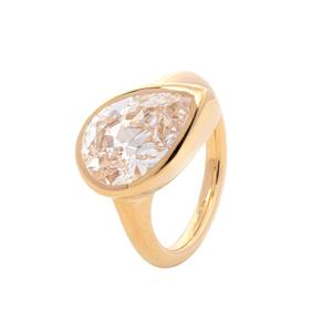 Ensemble de mariage minimaliste avec diamant de laboratoire en forme de poire, bague de mariage ondulée en or 14 carats, ensemble solitaire moderne unique - Product Image 2