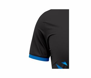 T-shirt personnalisé pour homme, noir et bleu, imprimé géométrique, logo sur le devant, col rond, manches courtes, séchage rapide, performance, golf, sport, coupe classique - Product Image 2