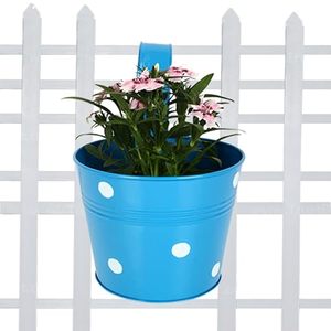 Pot de fleurs bleu à pois blancs, design moderne, léger, pour utilisation sur bureau - Product Image 4