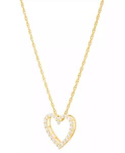 Collana pendente a cuore aperto di diamanti (1/4 ct. T. w.) in argento Sterling placcato oro 14k, extender 16 "+ 2" | Macacy's - Product Image 3