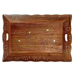 Bandeja de Madera al por Mayor, Bandeja de Madera Ecológica Personalizada para Servir Frutas con Asas para Uso Artesanal - Product Image 1