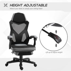 Sedia da Ufficio Ergonomica Grigia con Schienale Alto, Reclinabile, Poggiapiedi, Ruote, Certificata BIFMA, Base in Nylon, Rete Traspirante - Product Image 4