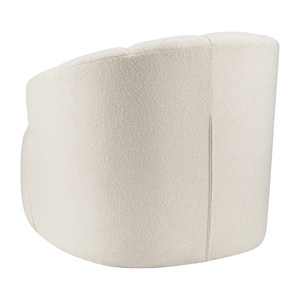 Fauteuil d'appoint capitonné de luxe moderne, fauteuil de salon rembourré en tissu crème avec pieds en bois - Product Image 6