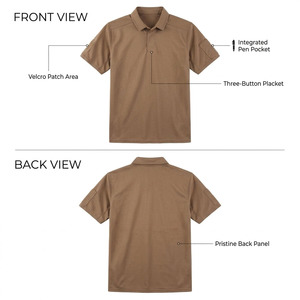 Wholesale High Quality 100% Cotton Tactical for Shirt Quick Dry Breathable Short Sleeve Pique Tee Loop Patches Customized Logo - Product Image 4