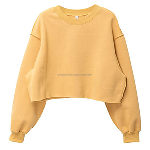 2021 primavera nueva moda personalizada Casual mujeres sudaderas con capucha de gran tamaño de algodón de alta calidad sólido soporte corto ropa de mujer sudaderas con capucha - Product Image 1