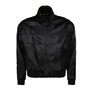 เสื้อแจ็คเก็ตซาตินน้ำหนักเบาสำหรับสุภาพบุรุษ สีดำ แขนยาว ซิปยาว เสื้อแจ็คเก็ตบอมเบอร์ซาตินผู้ชาย พร้อมบริการ OEM - Product Image 1
