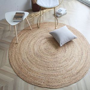 Tapis rond décoratif en jacinthe d'eau tressée, fait main, écologique, pour salon et voiture - Vente en gros - Product Image 6