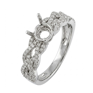 Bague de fiançailles en or massif 18 carats avec diamants naturels, sangle entrelacée multi-rangs et sertissage à 4 griffes pour diamant taille ronde – Prix direct usine - Product Image 1
