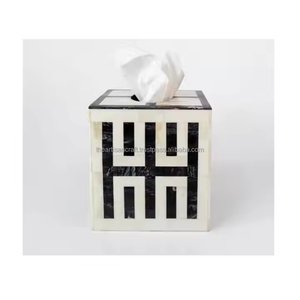 Caja de Pañuelos Decorativa de Diseño Moderno con Incrustaciones de Hueso, Estilo Clásico Ecológico, Hecha a Mano, Dispensador de Servilletas para el Hogar y Hoteles - Product Image 2